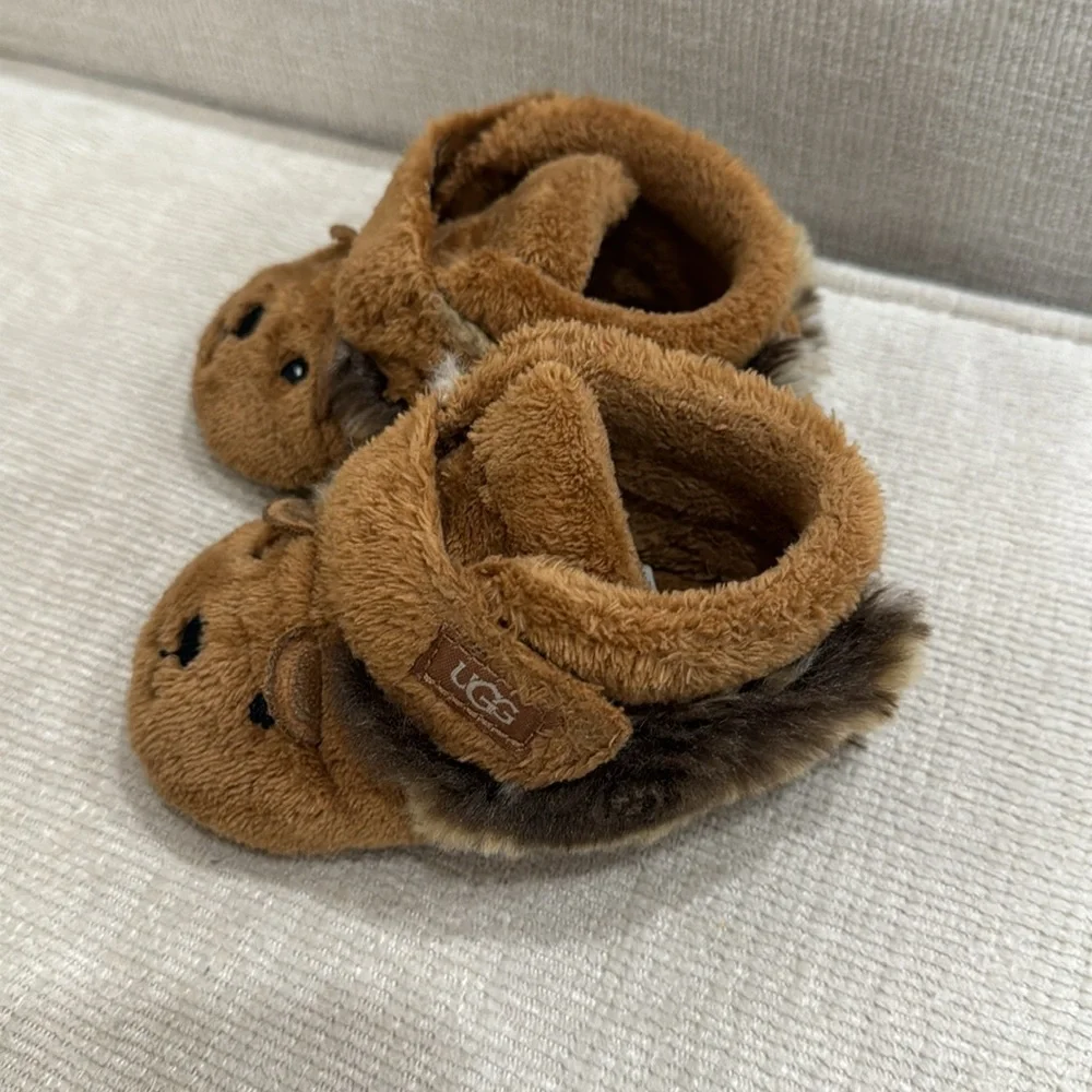 UGG Toddler Brown Bear Plush Booties